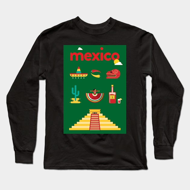 Mexico Poster Design Long Sleeve T-Shirt by kursatunsal